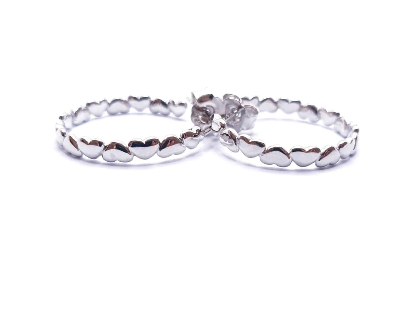 Pendientes aro corazones de plata de ley