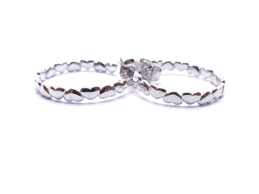 Pendientes aro corazones de plata de ley - Joyería Zafir