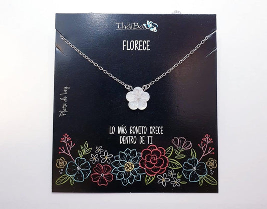 Collar flor nácar de plata de ley
