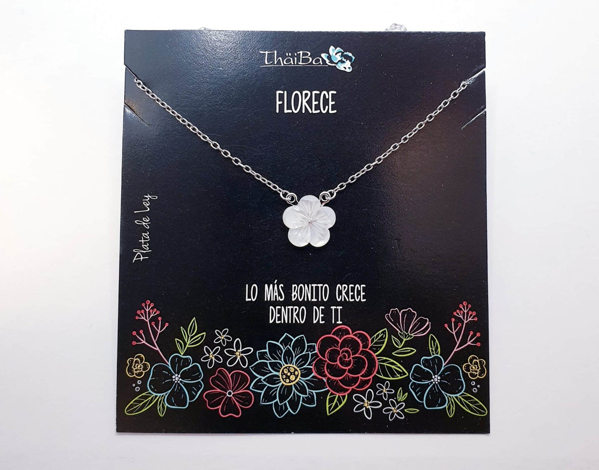 Collar flor nácar de plata de ley - vista adicional