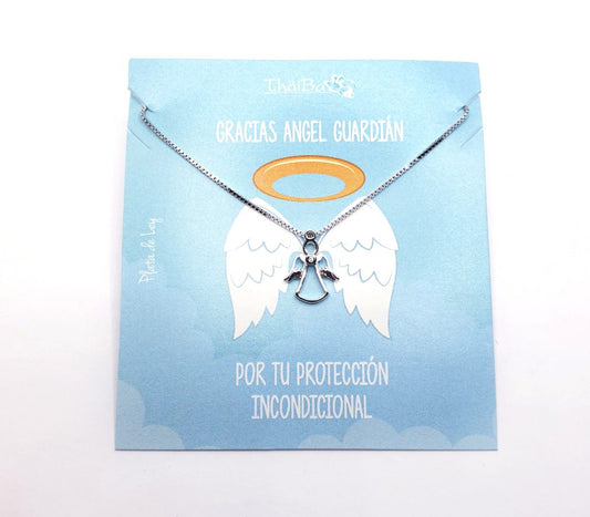 Collar ángel guardián de plata de ley