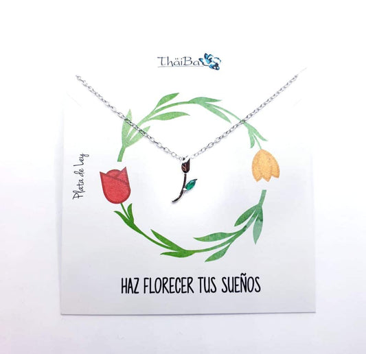 Collar tulipán de plata de ley
