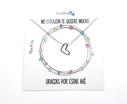 Collar corazón calado de plata de ley