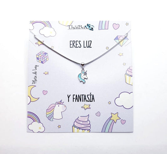 Collar Unicornio infantil de plata de ley