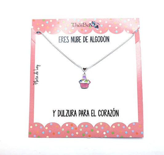 Collar Cup Cake infantil de plata de ley