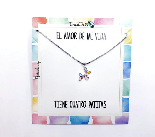 Collar infantil perrito globo de plata de ley