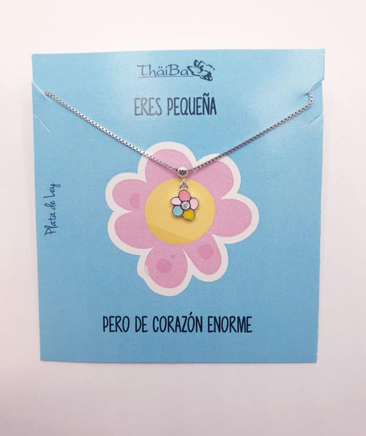 Collar flor infantil de plata de ley