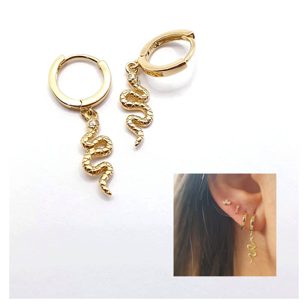 Pendientes serpiente oro de 14 quilates