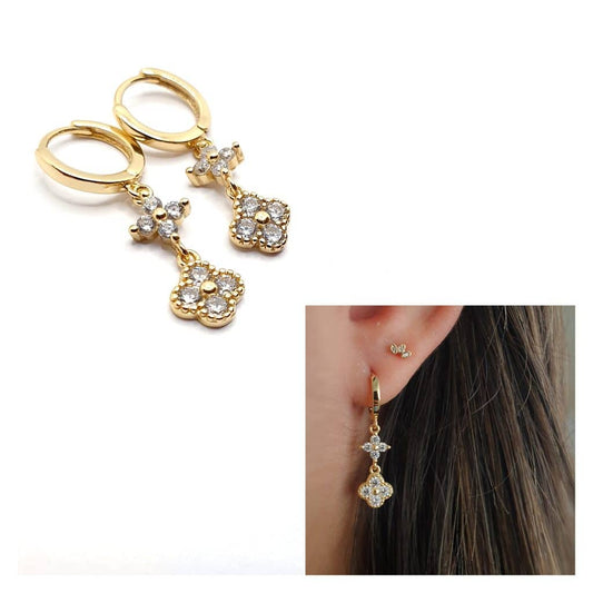 Pendientes Ágatha de plata de ley con baño de oro de 14 quilates - Joyería Zafir