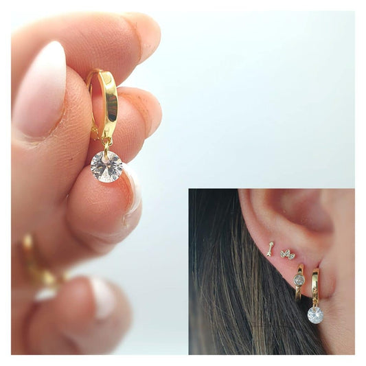 Pendientes Luz de plata de ley con baño de oro de 14 quilates - Joyería Zafir