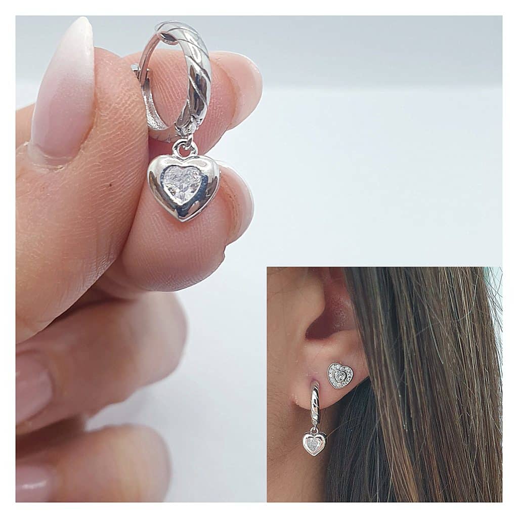 Pendientes luz de amor de plata de ley