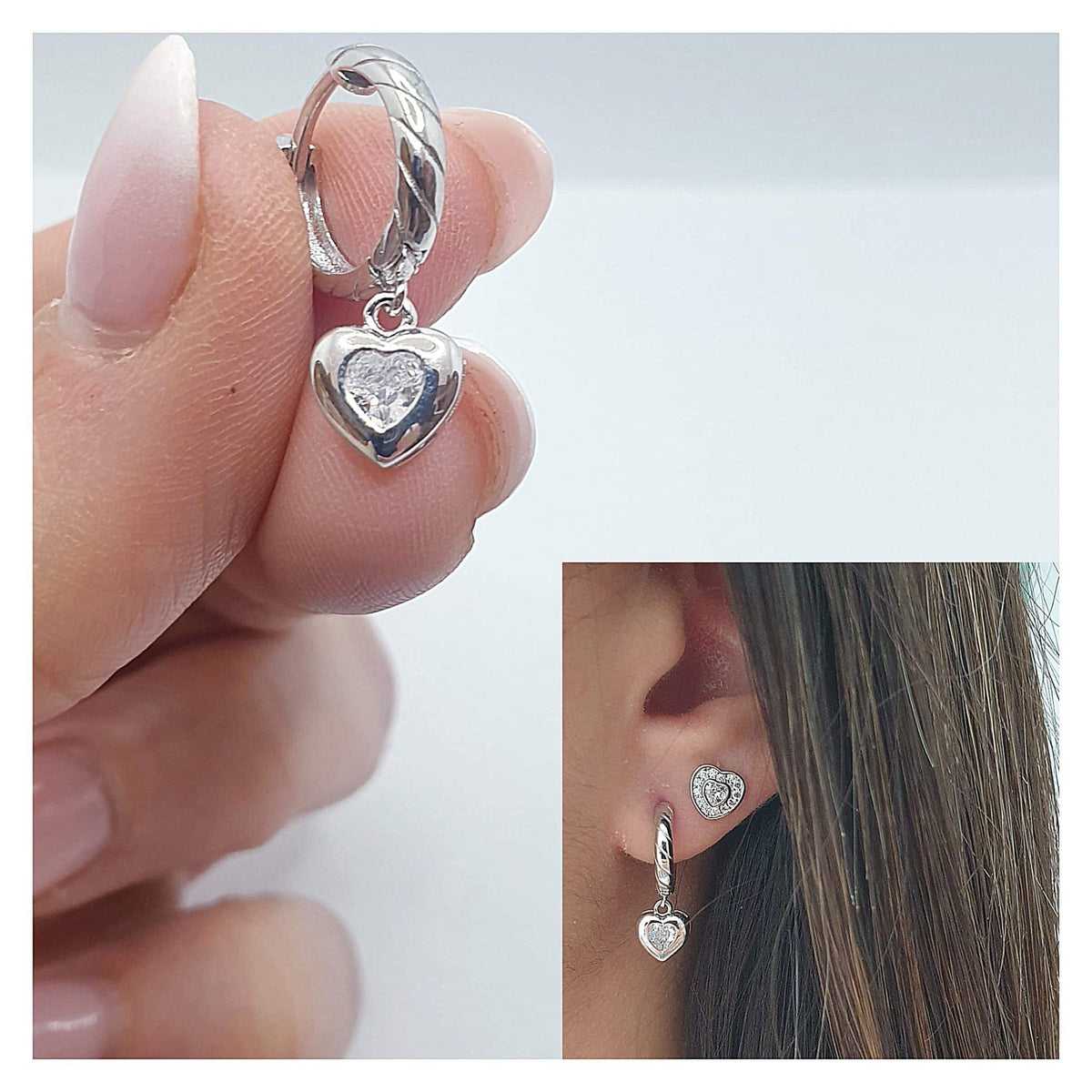 Pendientes luz de amor de plata de ley - vista adicional
