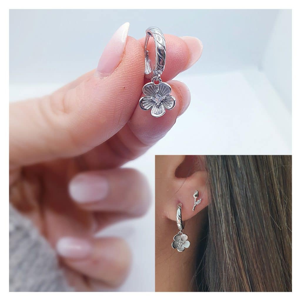 Pendientes Flor de plata de ley