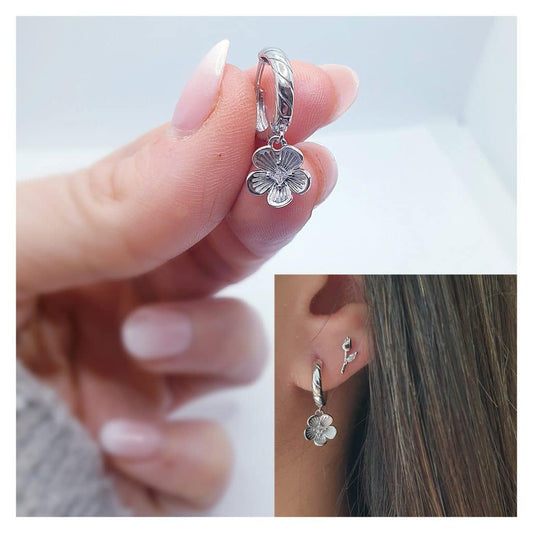Pendientes Flor de plata de ley