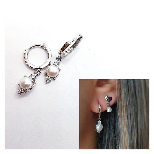 Pendientes Deluxe Luz perla de plata de ley