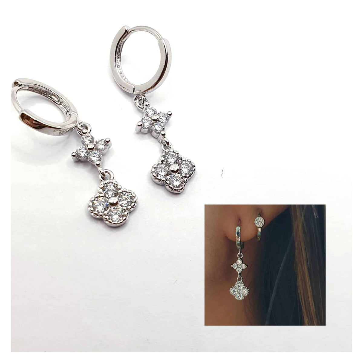Pendientes Ágatha de plata de ley - vista adicional