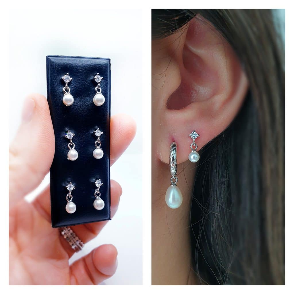 Pendientes luz y perla de plata de ley
