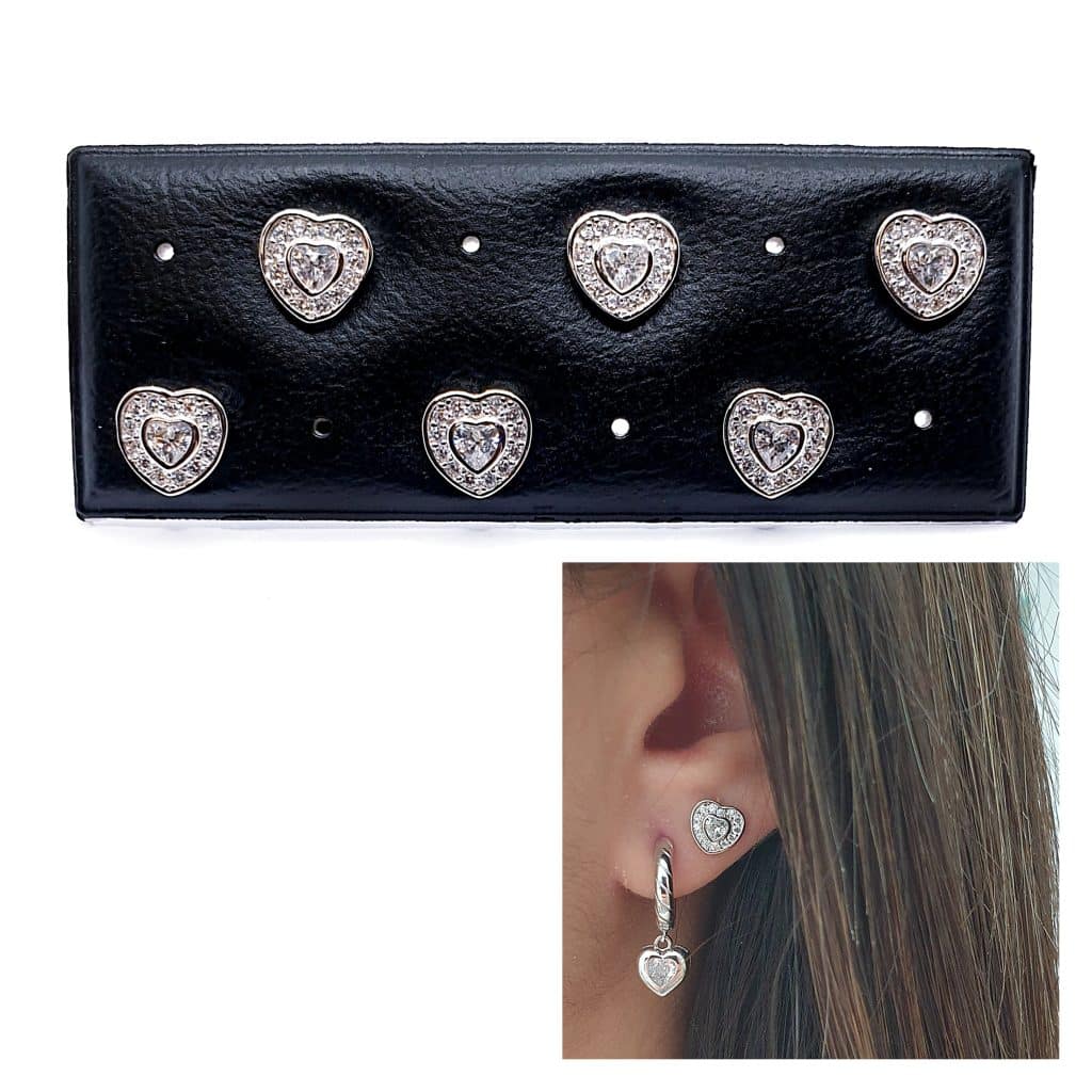 Pendientes amor de plata de ley