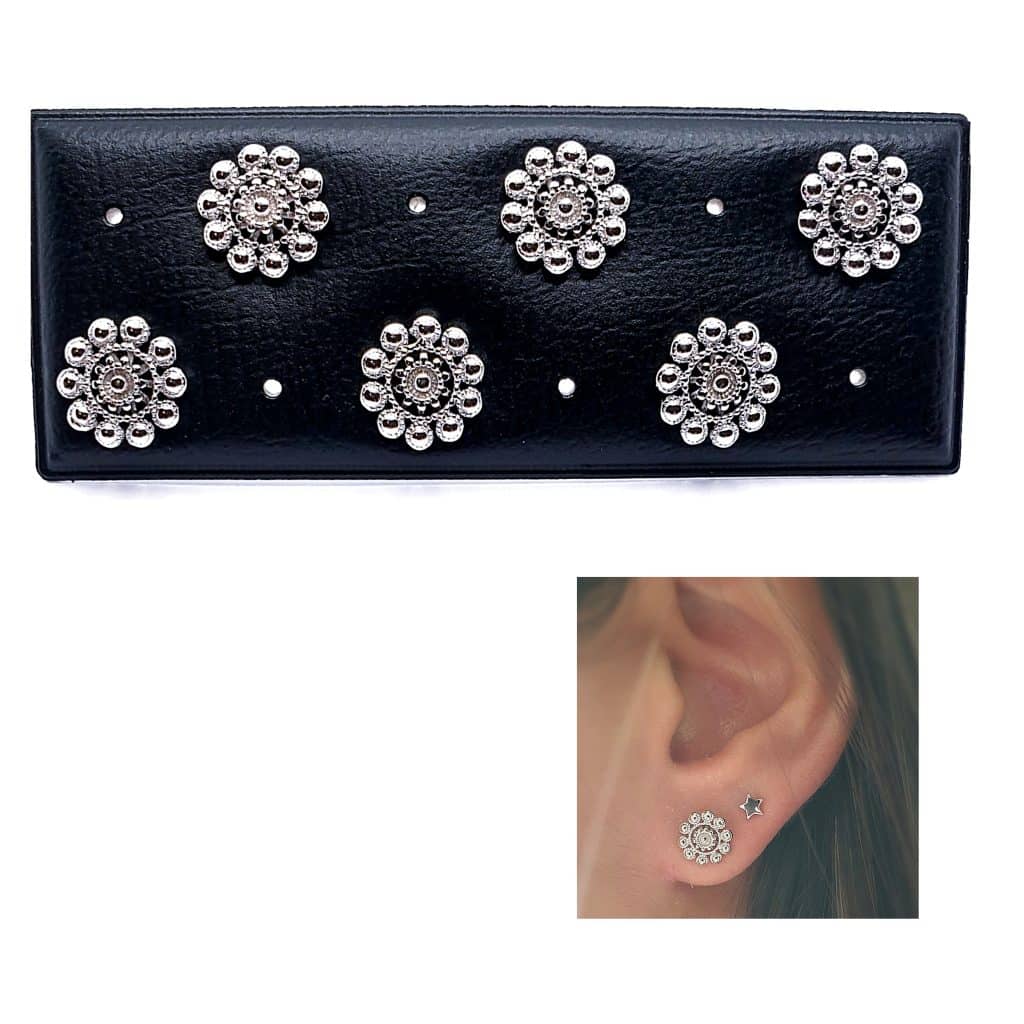 Pendientes roseta mandala de plata de ley