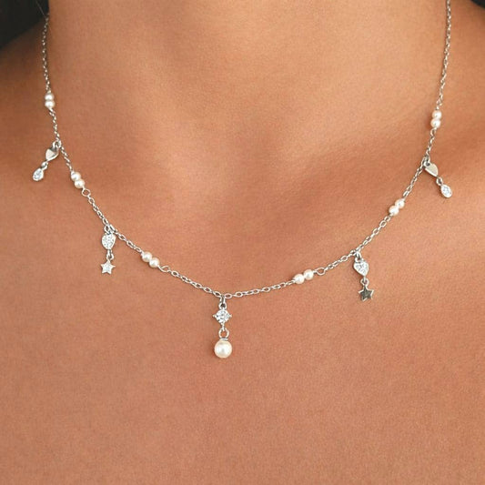 Collar perlas Fantasía de plata de ley - Joyería Zafir