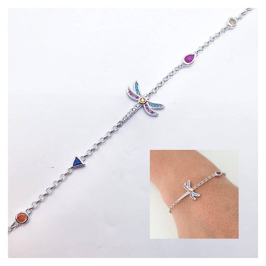 Pulsera Libélula Fantasía de plata de ley - Joyería Zafir