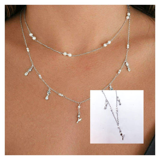 Collar perlas Tulipán de plata de ley - Joyería Zafir