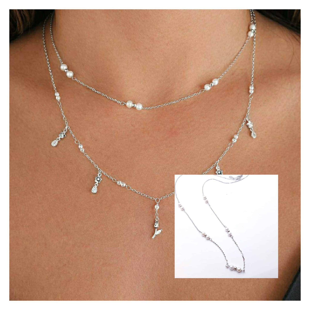 Collar perlas Basic de plata de ley - vista adicional