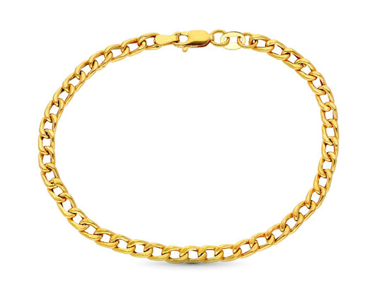 Pulsera Hueca Eslabon Barbado 18,5 cm 3 mm de oro amarillo 18K