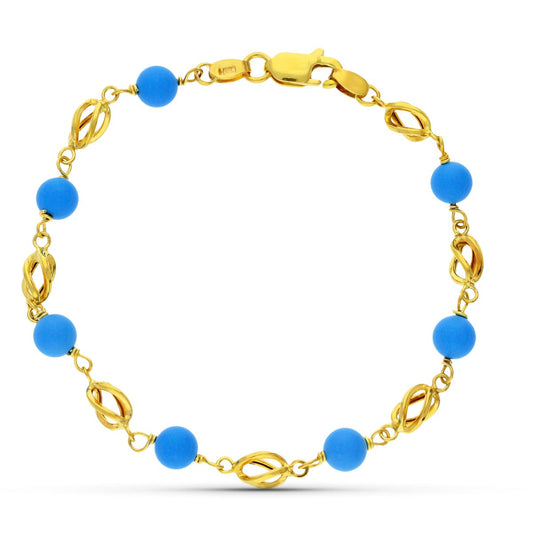 Pulsera Jaula Turquesa 17 cm de oro amarillo 18K