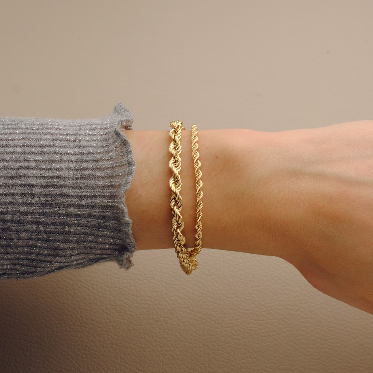 Pulsera Cordon Salomonico. Ancho 4,8 mm Largo 20 cm de oro amarillo 18K