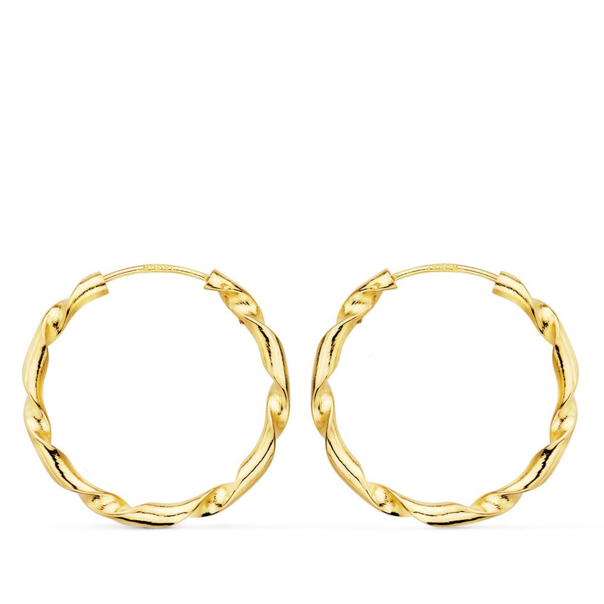 18K AROS ORO AMARILLO HUECOS RETORCIDOS. 20X2 MM