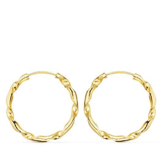 18K AROS ORO AMARILLO HUECOS RETORCIDOS. 20X2 MM