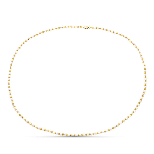 18K COLLAR ORO AMARILLO PERLA Y ANILLAS ORO 45CM