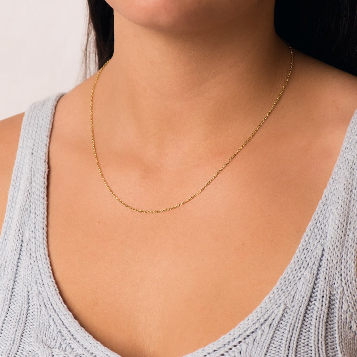 18K CADENA ORO AMARILLO ROLO MACIZA ANCHO: 1.2MM LARGO: 45CM