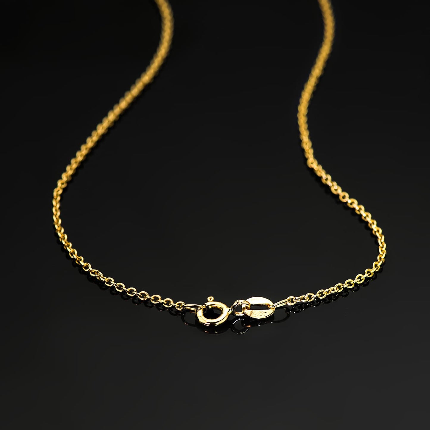 18K CADENA ORO AMARILLO ROLO MACIZA ANCHO: 1.5MM LARGO: 50CM