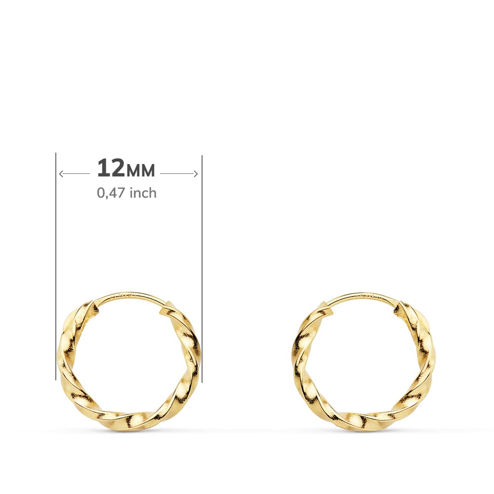18K AROS ORO AMARILLO HUECOS GALLONEADOS. 12X1.50 MM