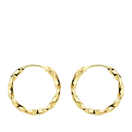 18K AROS ORO AMARILLO HUECOS GALLONEADOS. 14X1.5 MM