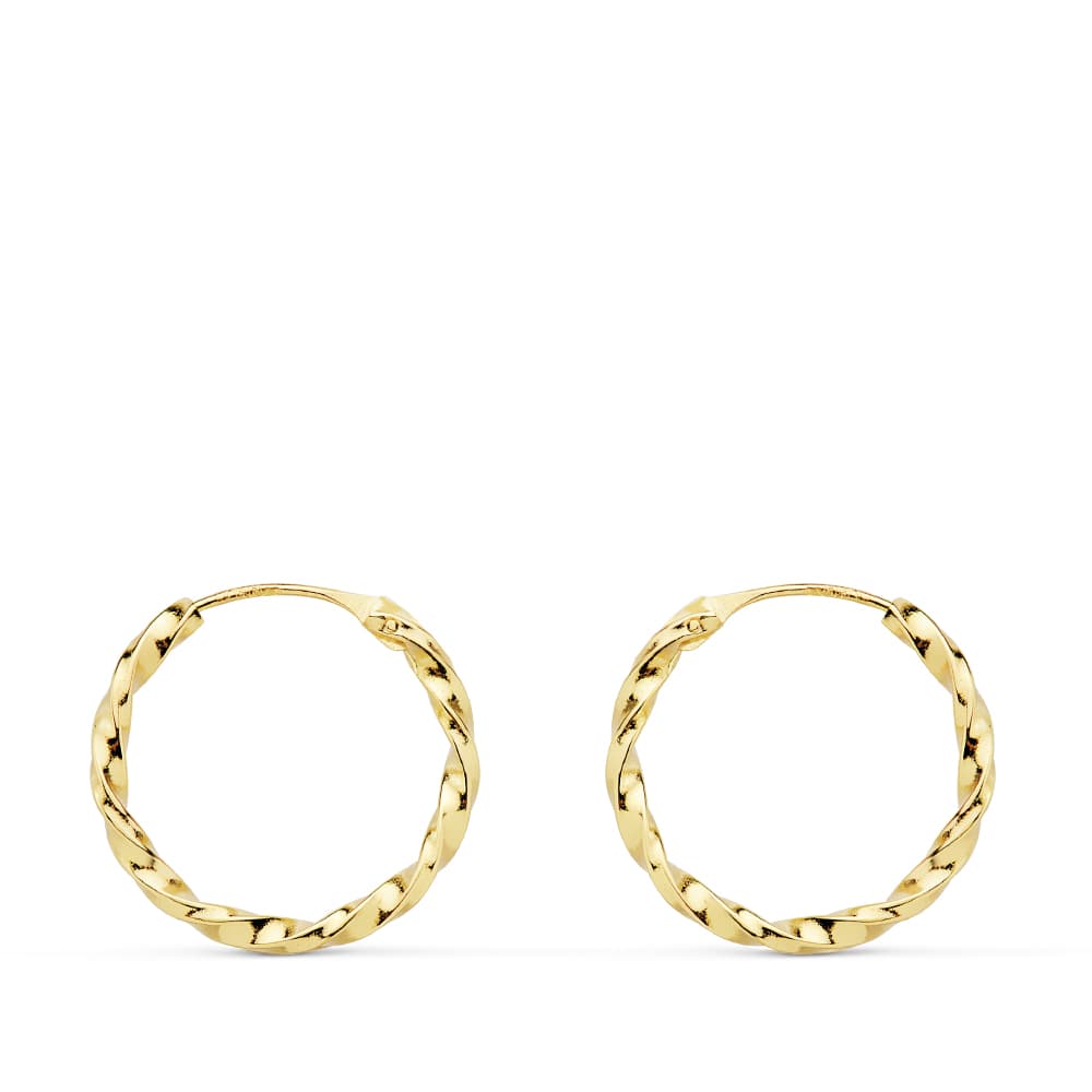 18K AROS ORO AMARILLO HUECOS GALLONEADOS. 16X1.50 MM