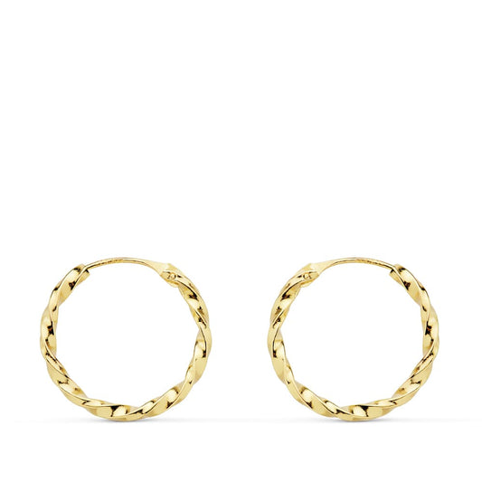 18K AROS ORO AMARILLO HUECOS GALLONEADOS. 16X1.50 MM