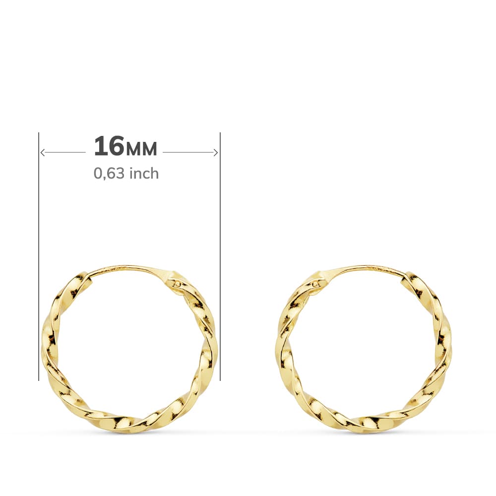 18K AROS ORO AMARILLO HUECOS GALLONEADOS. 16X1.50 MM