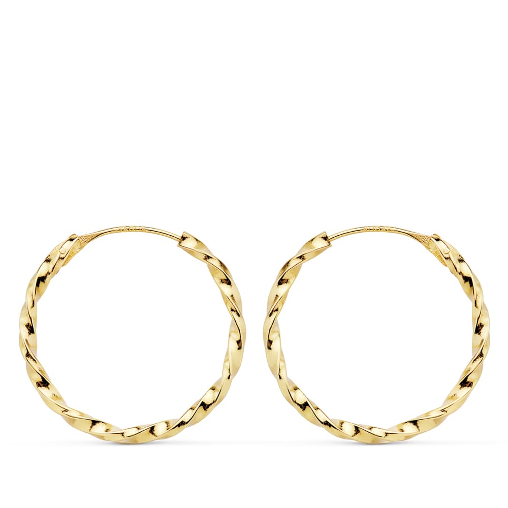 18K AROS ORO AMARILLO GALLONEADOS HUECOS 20X1.50 MM