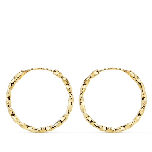 18K AROS ORO AMARILLO GALLONEADOS HUECOS 20X1.50 MM