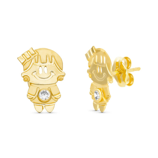 Pendientes Nena 11 x 7 mm con Circonita de oro amarillo 18K