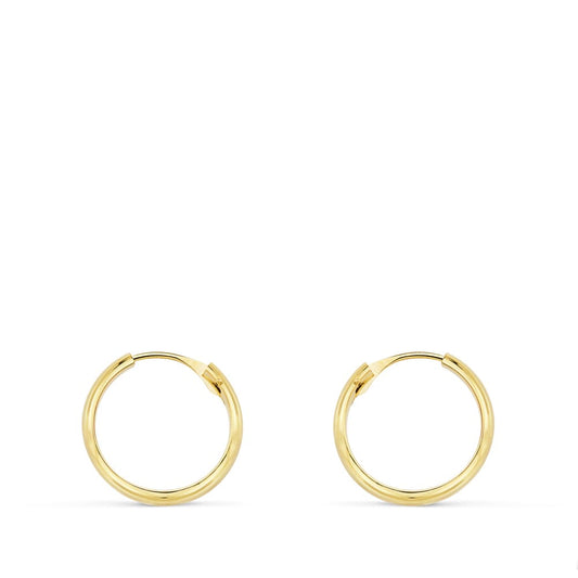 18K AROS HUECOS ORO AMARILLO MEDIA CAÑA LIGEROS.14X3 MM