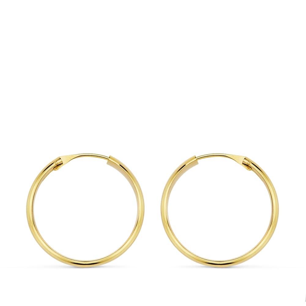 18K AROS ORO AMARILLO MEDIA CAÑA LIGEROS 18X3 MM