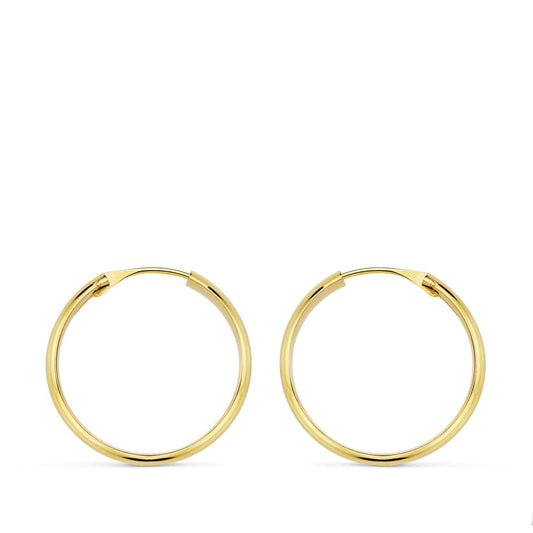 18K AROS ORO AMARILLO MEDIA CAÑA LIGEROS 18X3 MM