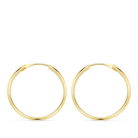 18K AROS ORO AMARILLO MEDIA CAÑA LIGEROS 20X3 MM