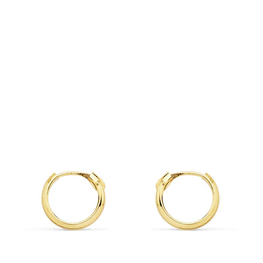 18K AROS HUECOS ORO AMARILLO MEDIA CAÑA LIGEROS. 10X2 MM