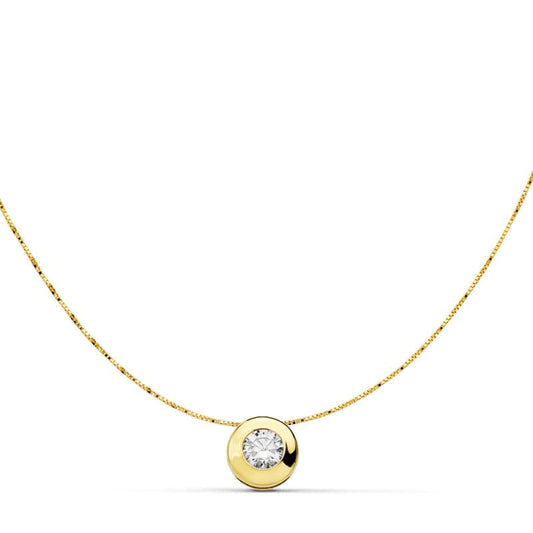 18K COLLAR ORO AMARILLO CON CHATON Y CIRCONITA ANCHO: 6,5 MM. CADENA 42CM