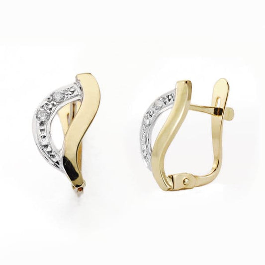 18K PENDIENTES ORO BICOLOR CIRCONITA 13X10 MM CIERRE CATALAN